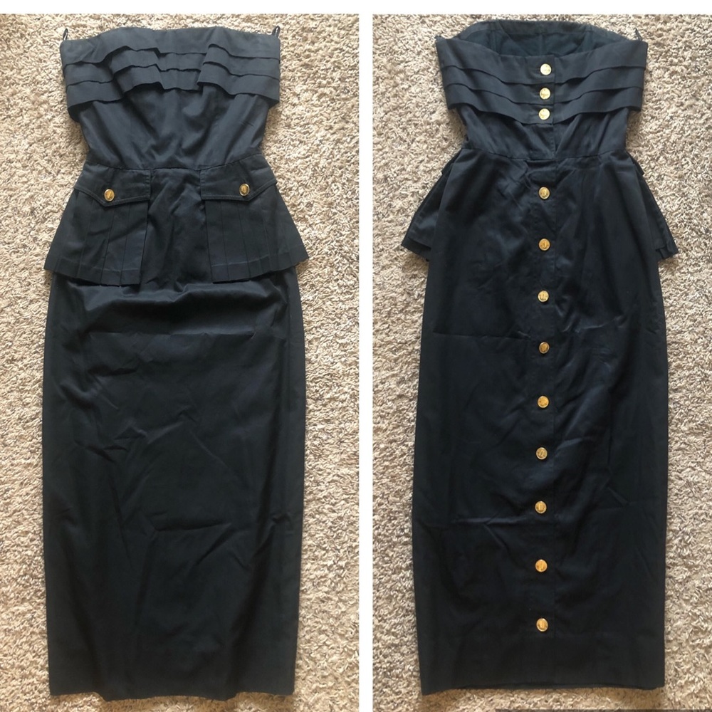 Very rare! Chanel pleated tight long dress vintage